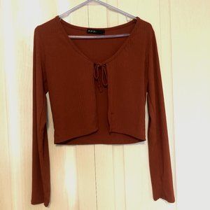 Ribbed Tie-Front Cardigan Size M